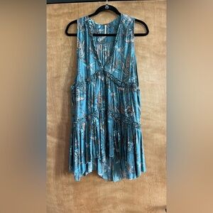 Floral Teal Sleeveless Dress